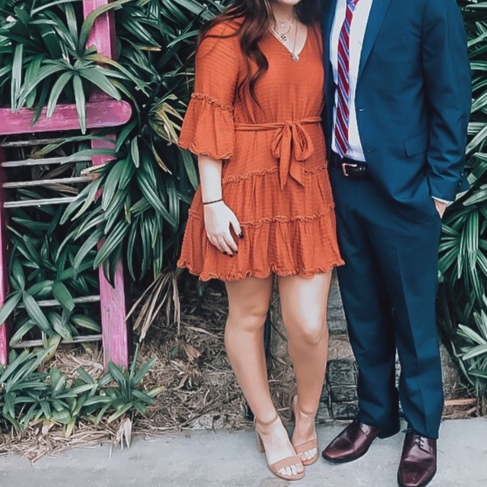 Burnt orange mini dress